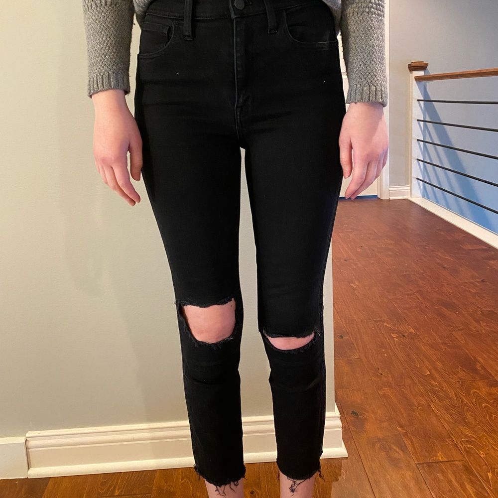 MadeWell High Rise Black Ripped Jeans